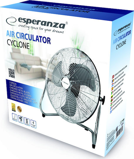 Esperanza Cyclone Ventilator De Pardoseală 110W Diametru 45cm Argintiu