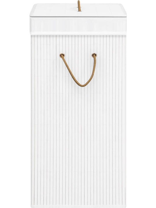 vidaXL Wäschekorb Bamboo Klappbar 72lt mit Deckel 40x30x60cm Weiß