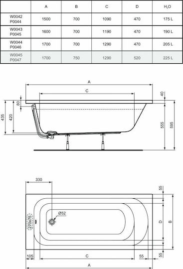 Ideal Standard Вана Акрил 170x75см