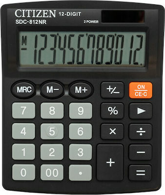 Citizen Αριθμομηχανή SDC-812ΝR 12 Ψηφίων σε Μαύρο Χρώμα