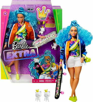 Barbie Blue Curly Hair Puppe Extra für 3++ Jahre