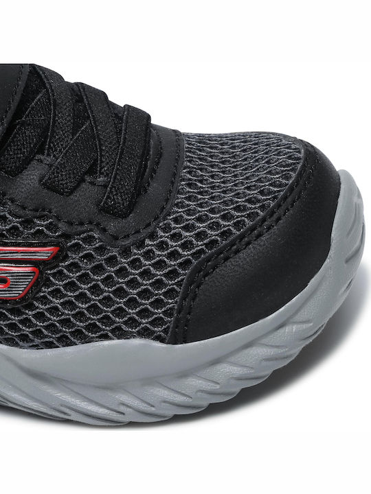 Nitro Sprint Krodon Kids Sports Shoes Running with Hoop & Loop Closure Black