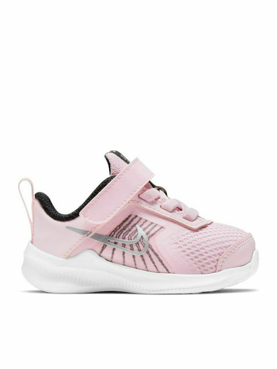 Downshifter Downshifter 11 Kids Sports Shoes Running with Hoop & Loop Closure Pink Foam / Metallic Silver / Black / White