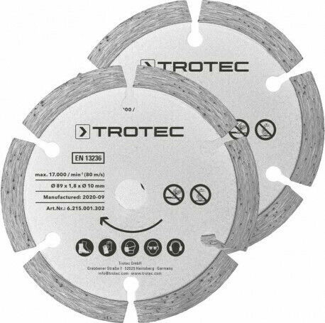 Trotec Set Blades Circular Saw diamond Cutting Disc Construction Materials Hole Diameter 89mm 2pcs