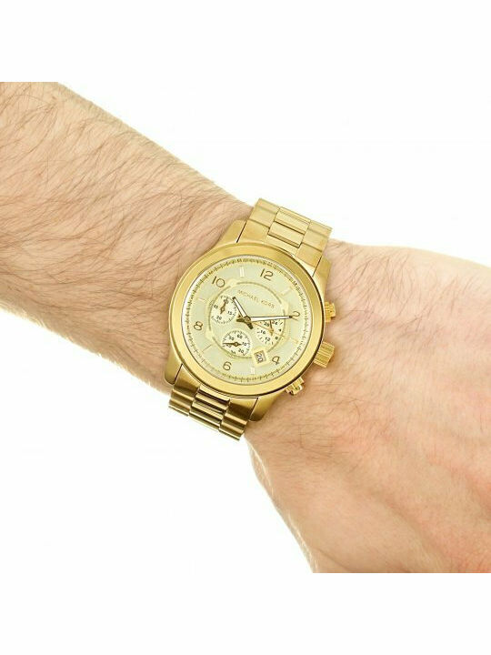 Michael Kors Runway Ανδρικό Ρολόι Χρονογράφος Μπαταρίας με Χρυσό Μεταλλικό Μπρασελέ