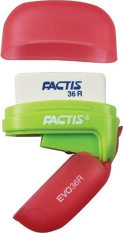 Factis Evo36r Plastic Sharpener Barrel with Eraser (Μiscellaneous Colours) 1pcs