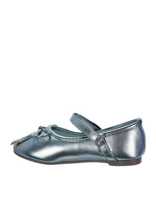 Kids Ballerinas with Hoop & Loop Closure Gray
