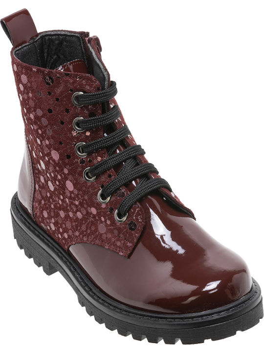 Ricco Mondo Kids Leather Anatomic Boots with Zipper Burgundy