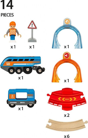 Brio Toys Smart Tech Sound Action Σετ με Τρενάκι από Ξύλο για 3+ Ετών