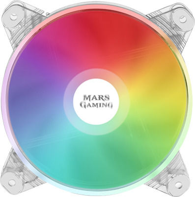 Mars Gaming MFD Case Fans 120mm 1100rpm 31cfm with RGB Lighting and 4-Pin Molex Connection White