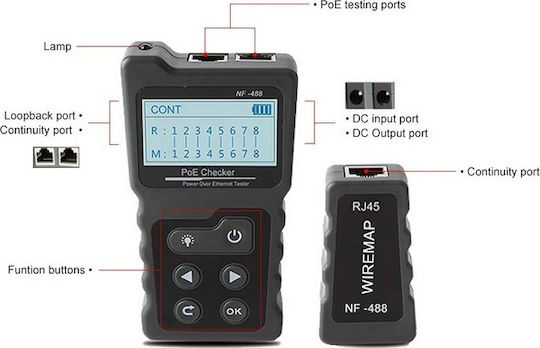 Noyafa NF-488 Tester Καλωδίων Δικτύου RJ45 Ψηφιακό
