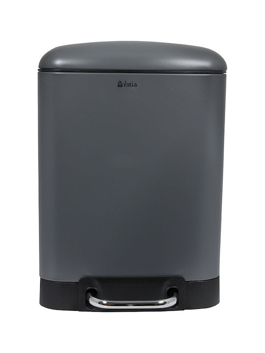 Estia Inox Toilet Bin with Soft Close Lid 6lt Grey Matt