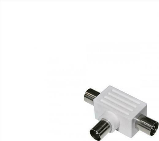 Tele Μετατροπέας Coaxial male σε Coaxial 2x female Λευκό 1τμχ DK-200