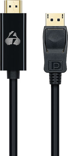 Powertech Cable DisplayPort male - HDMI male 1.8m Black (CAB-DP059)