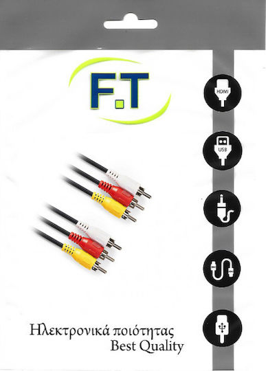 FT Electronics Cable 3x RCA male - 3x RCA 1.5m (FTT16-005)