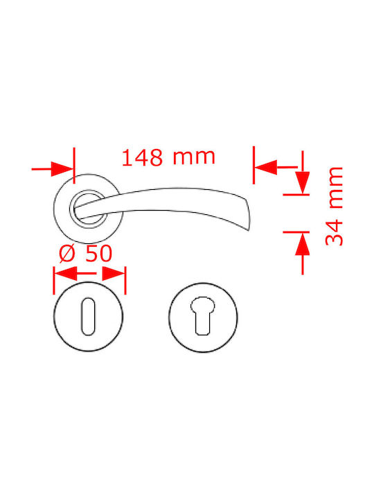 Viobrass Lever Front Door with Rosette Right 218 218 with Porcelain