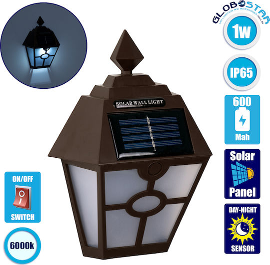 GloboStar Wall Mounted Solar Light Traffic light 1W 40lm Cold White 6000K with Motion Sensor and Photocell IP65