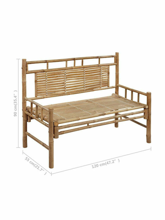 Bancă Exterior Bambus cu Perne 120x55x90cm