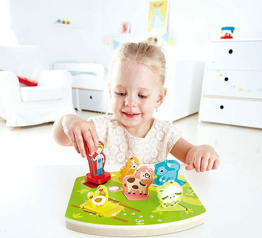 Wooden Kids Peg Puzzle Farmyard Sound Puzzle for 1.5+ years+ Years 7pcs Hape