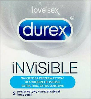 Durex Invisible Thin Condoms 3pcs