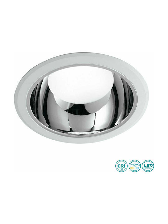 Fan Europe Round Metallic Recessed Spot with Integrated LED and Natural White Light Silver 15x15cm. 1pcs