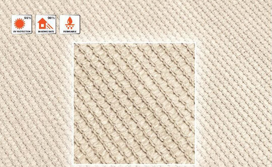 Grasher Ε220 Square Shade Sail Ecru With Hoop 3.6x3.6m 180gr/m²