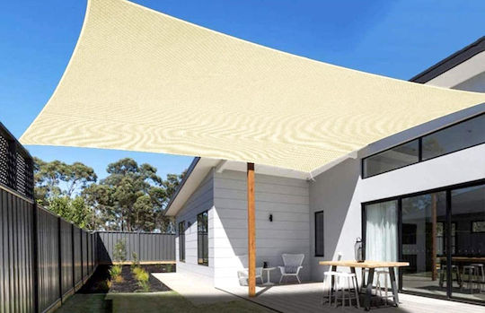 Grasher Ε220 Square Shade Sail Ecru With Hoop 3.6x3.6m 180gr/m²