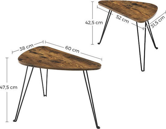 Oval Mese De Cafea Centrală Din Lemn Maro 2 Buc M60xL38xH47.5cm