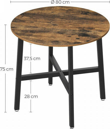 Round Central Wooden Brown Coffee Table W80xL80xH75cm