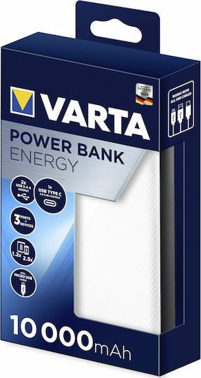 Varta Energy Power Bank 10000mAh с 2 USB-A порта и USB-C порт Бял