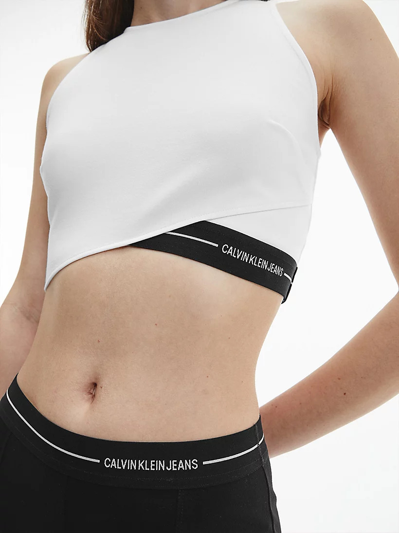 Calvin Klein Αμάνικο Crop Top Λευκό 