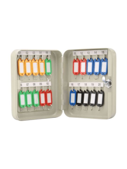 Artekko Wall Key Holder Metallic 20 Positions 20 positions with Lock 20x8x16cm