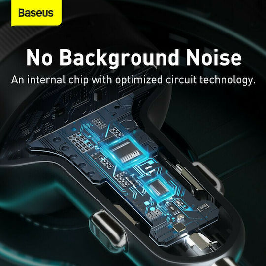Baseus FM Transmitter Αυτοκινήτου με AUX / MicroSD / USB Γρήγορης Φόρτισης QC3.0