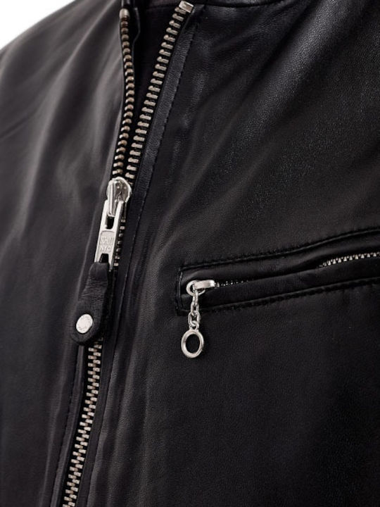 LC949D Leather Jacket Biker Black