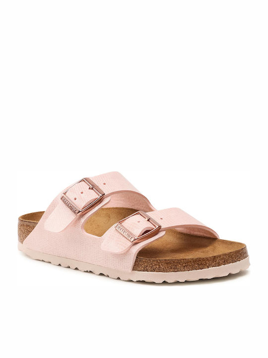 Birkenstock Arizona Leather Women's Flat Sandals In Pink Colour 1020127