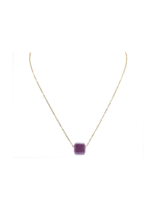 AMORINO Women's Necklace PIETRA-02 Stone Purple