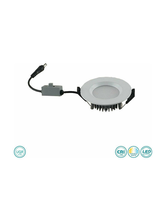Fan Europe Tron7 Round Metallic Ceiling Spot with Built-in LED and Warm to Cool White Light White 9.5x9.5cm