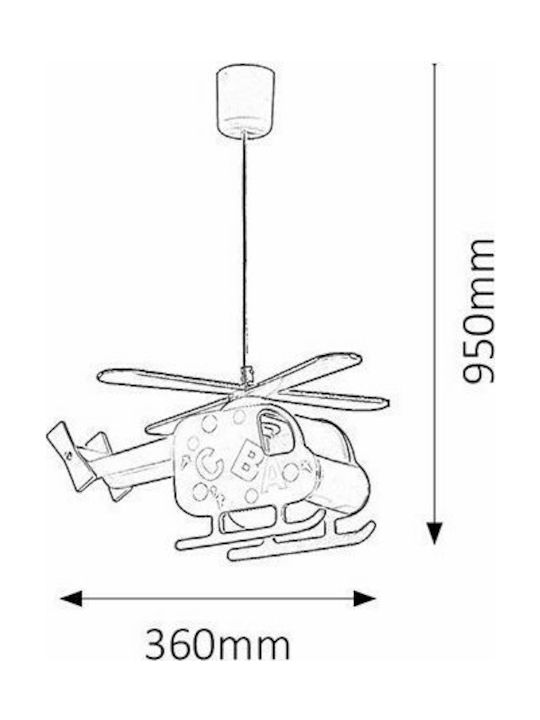 Rabalux Helikopter Einfaches Licht Kinderdeckenleuchte Deckenleuchte 40W mit Fassung E27 Rot 36x12cm