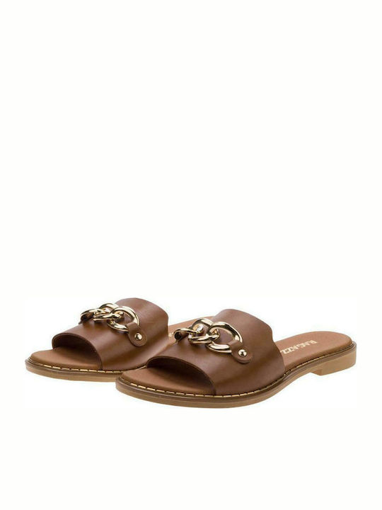 Ragazza Leather Women's Flat Sandals Anatomic In Tabac Brown Colour