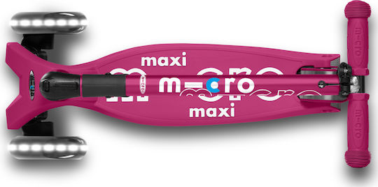 Micro Παιδικό Πατίνι Αναδιπλούμενο Maxi Deluxe Foldable LED Τρίτροχο για 5+ Ετών Ροζ
