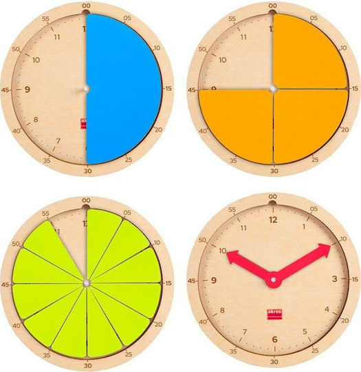 Akros Κατασκευή του Χρόνου Educational Time Learning Game made of Wood for 3+ Years Old