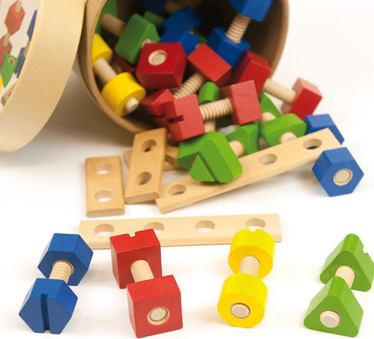 Andreu Toys Παιχνίδι Κατασκευών Ξύλινo Bolts And Nuts
