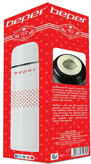 Beper Bottle Thermos Stainless Steel 500ml White with Cap-Cup
