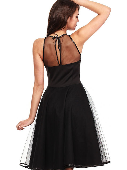 MOE M148 Summer Midi Evening Dress with Tulle Black 36186