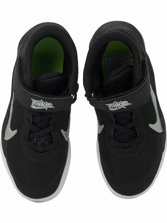 Hustle Team Hustle 10 FlyEase Kids Sports Shoes Basketball with Hoop & Loop Closure Black / Volt / White / Metallic Silver
