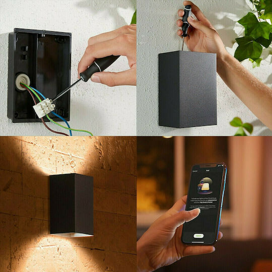 Philips Resonate Стенен Външен Плафон LED IP44 8W с Студено бяло Светлина Двоен лъч 22x8x12.5εκ.