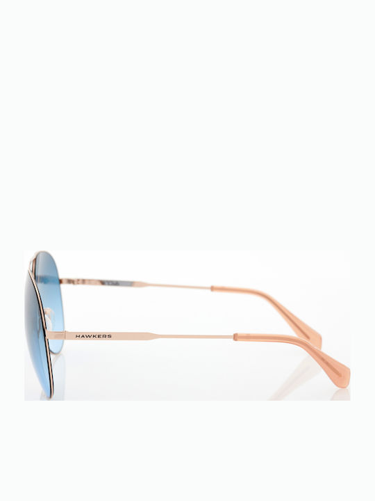 Hawkers Cole Unisex Sunglasses with Rose Gold Metal Frame and Blue Gradient Lens