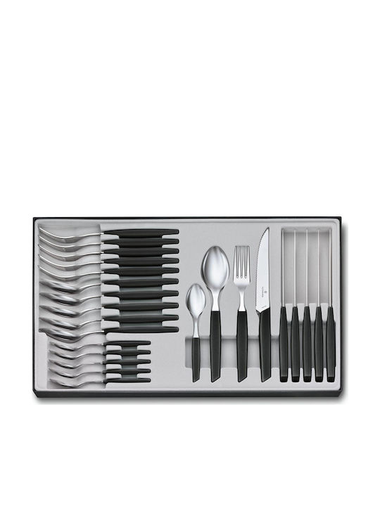 Victorinox Swiss Modern Cutlery Set Stainless Black 24pcs