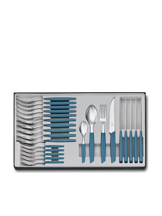 Victorinox Swiss Modern Cutlery Set Stainless Blue 24pcs