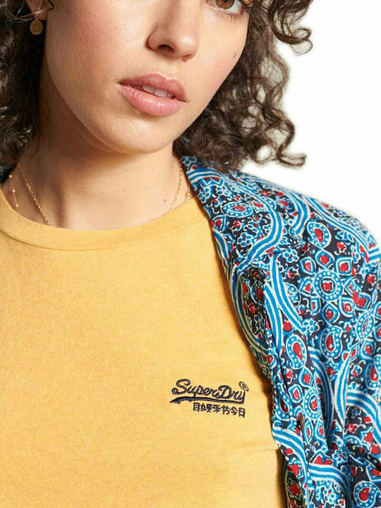Superdry Label Classic Damen Langarm Pullover Gelb